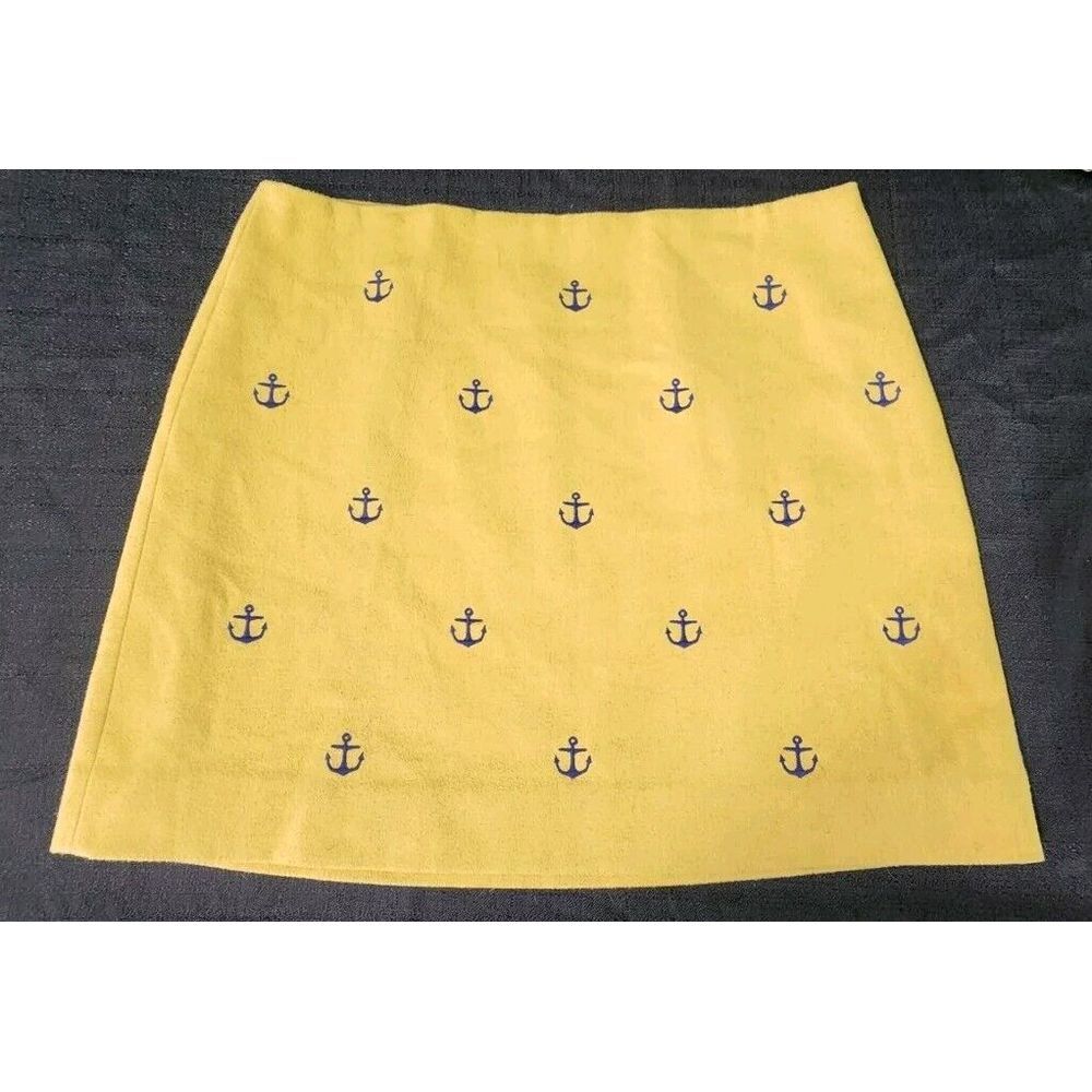 Vineyard Vines Mini Anchor Embroidered‎ Wool Skirt Yellow Nautical Sz 6 $108 NEW